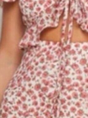 Beginning B Santorini Nights Floral Mimi Dress 8 pink white floral front cut out